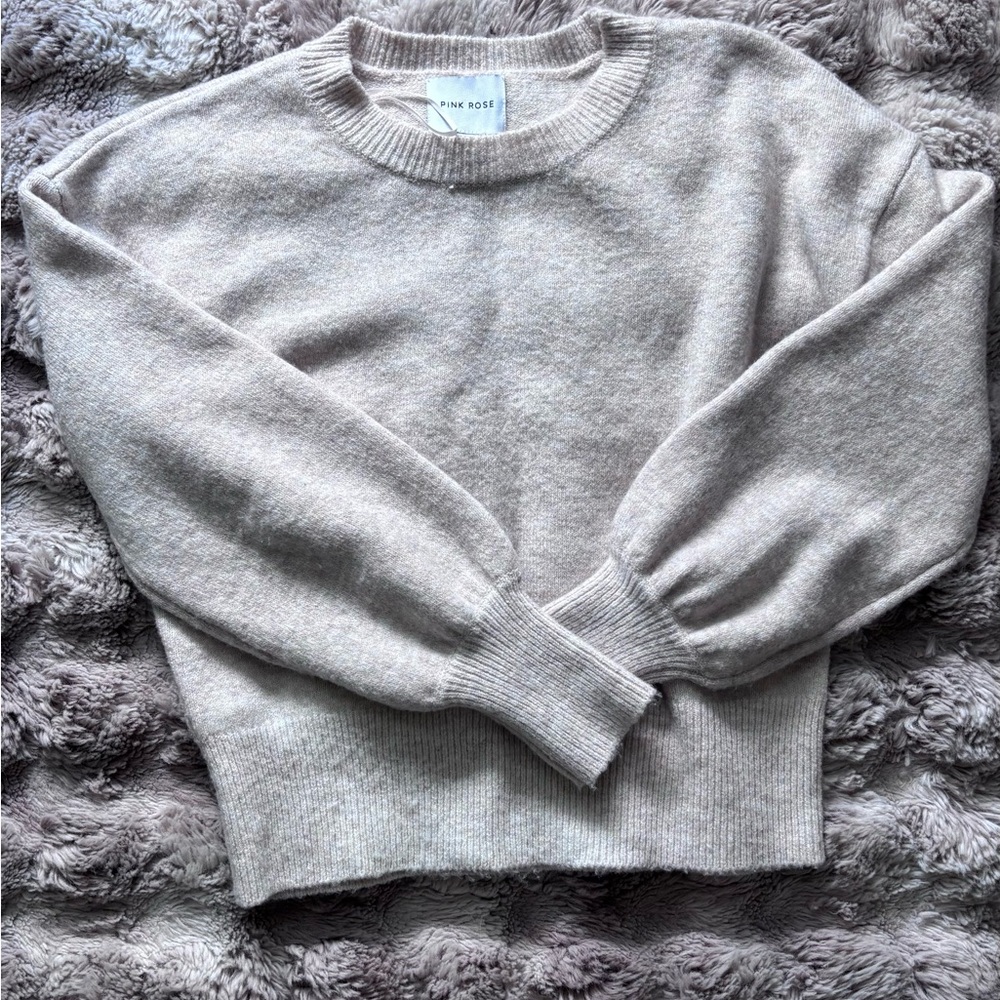 Pink Rose Cream Crewneck Sweater Soft and Versatile